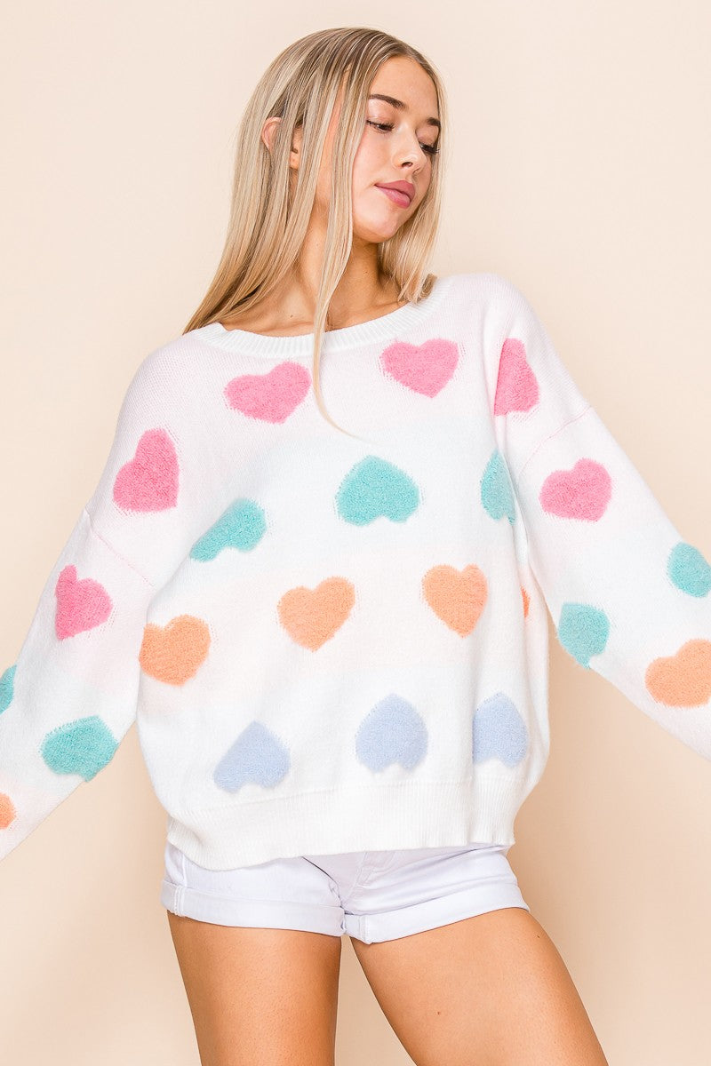 Ombre Heart Pull Over Sweater