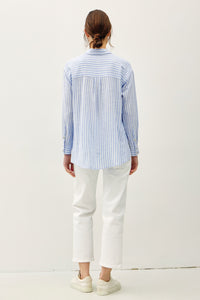 Baby Blue Button Up Stripe Top