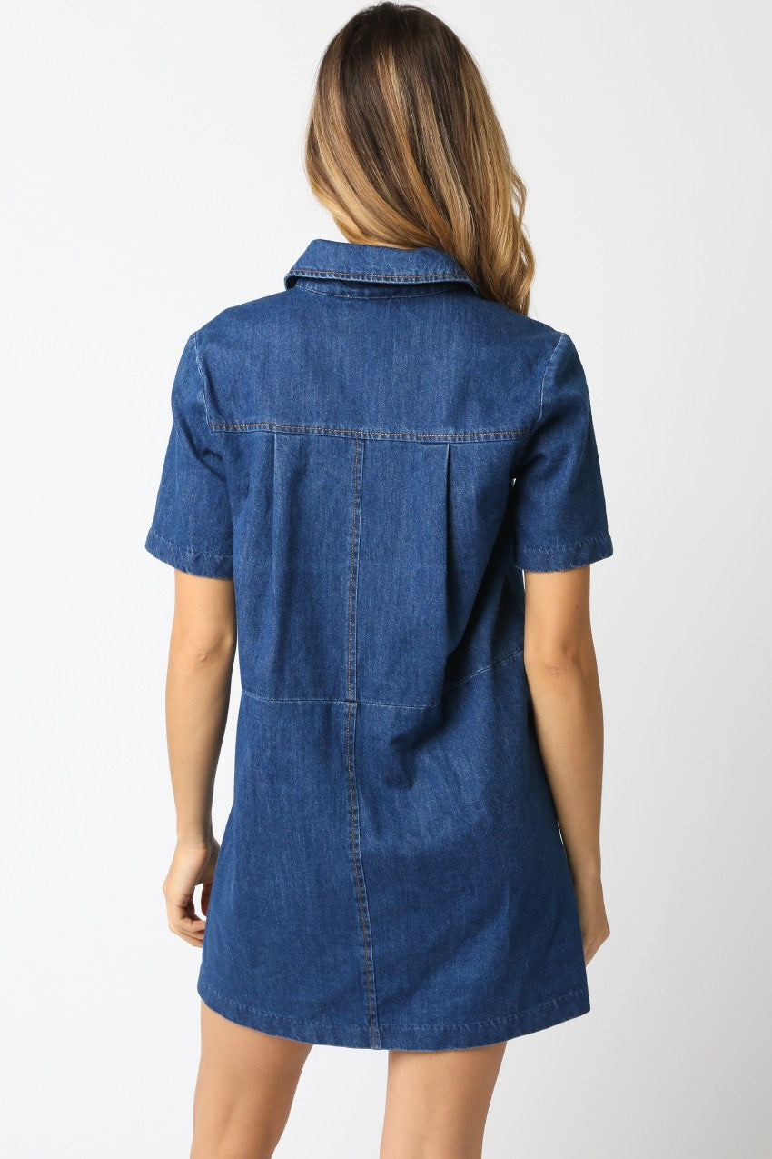 She's the One Zip Front Denim Dress FINAL SALE LARGE / Denim She's the One Zip Front Denim Dress FINAL SALE LARGE / Denim