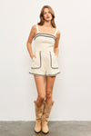 Adriana Embroidered Edge Romper in Black