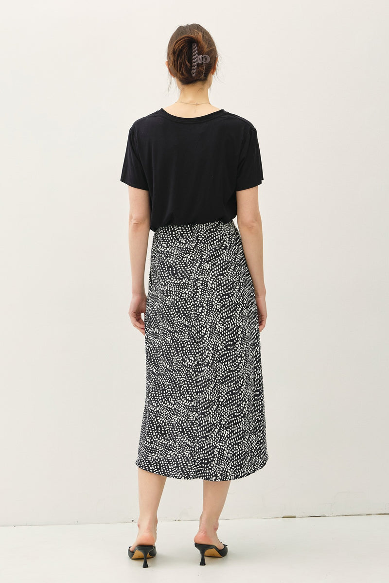 Print Midi Skirt in Black