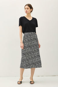 Print Midi Skirt in Black
