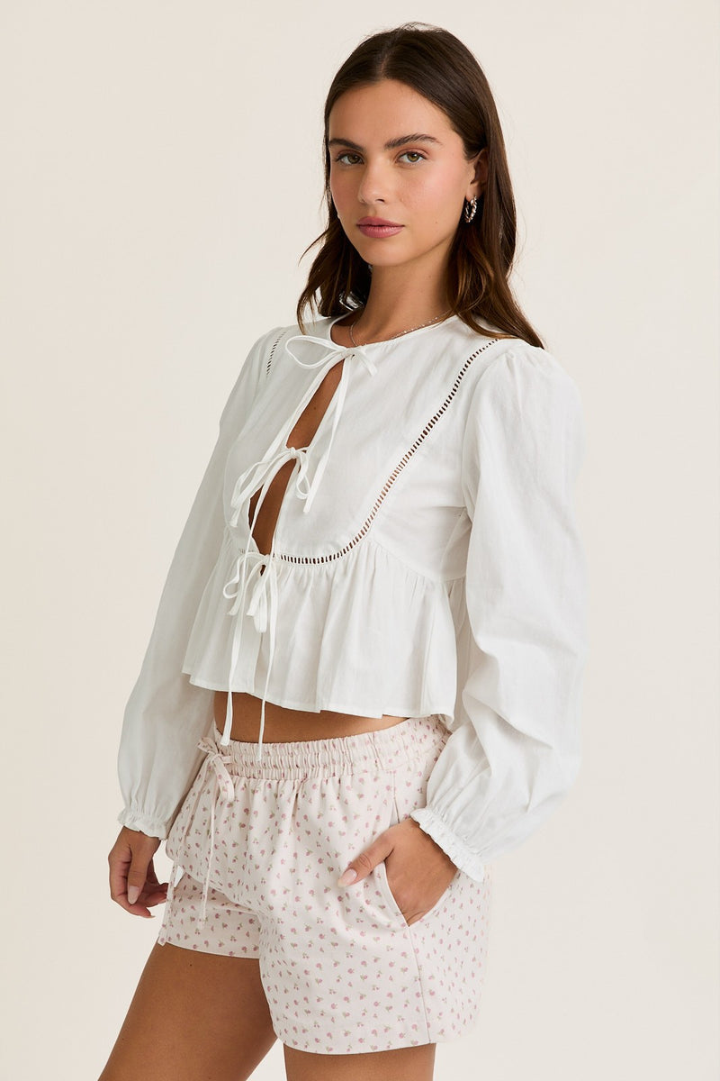 The Little Things Tie Front Blouse