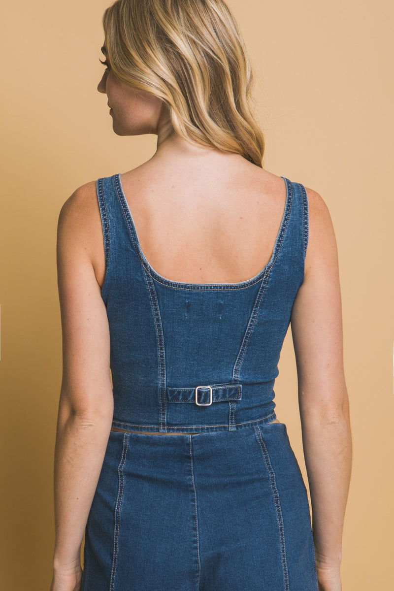 New Day Fitted Denim Tank in Denim