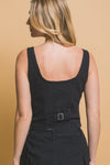 New Day Fitted Denim Tank in Black Denim