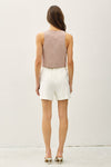 The One Pinstripe Tie Front Vest in Brick