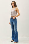 The One Pinstripe Tie Front Vest in Grey