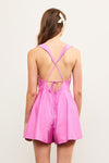 New Light Embroidered Tie Back Romper in Pink