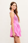 New Light Embroidered Tie Back Romper in Pink