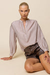 Long Sleeve Half Button Front Blouse
