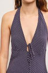 Toni Halter Stripe Navy Maxi Dress