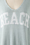Beach Life V Neck Sweater in Sage