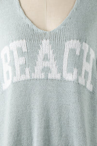 Beach Life V Neck Sweater in Sage