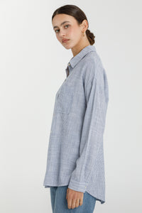 Shoreline Thin Stripe Button Down Top in Navy