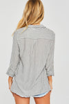 Summer Stripe Button Down Top In Black