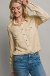 Chambray Button Down Top in Butter