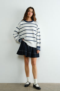 Navy Stripe Classic Pull Over Sweater
