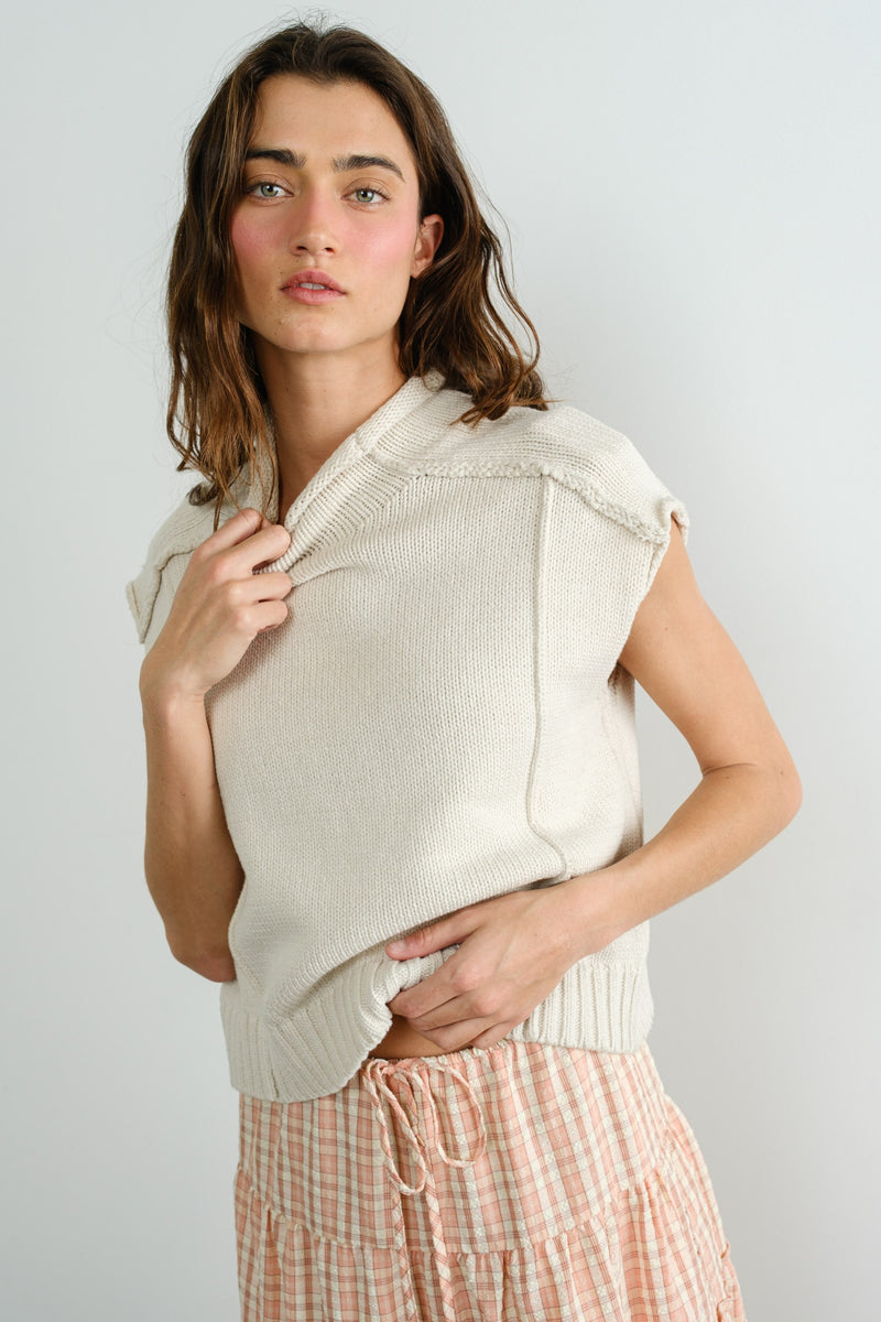 Savannah Seam Detail Sleeveless Sweater