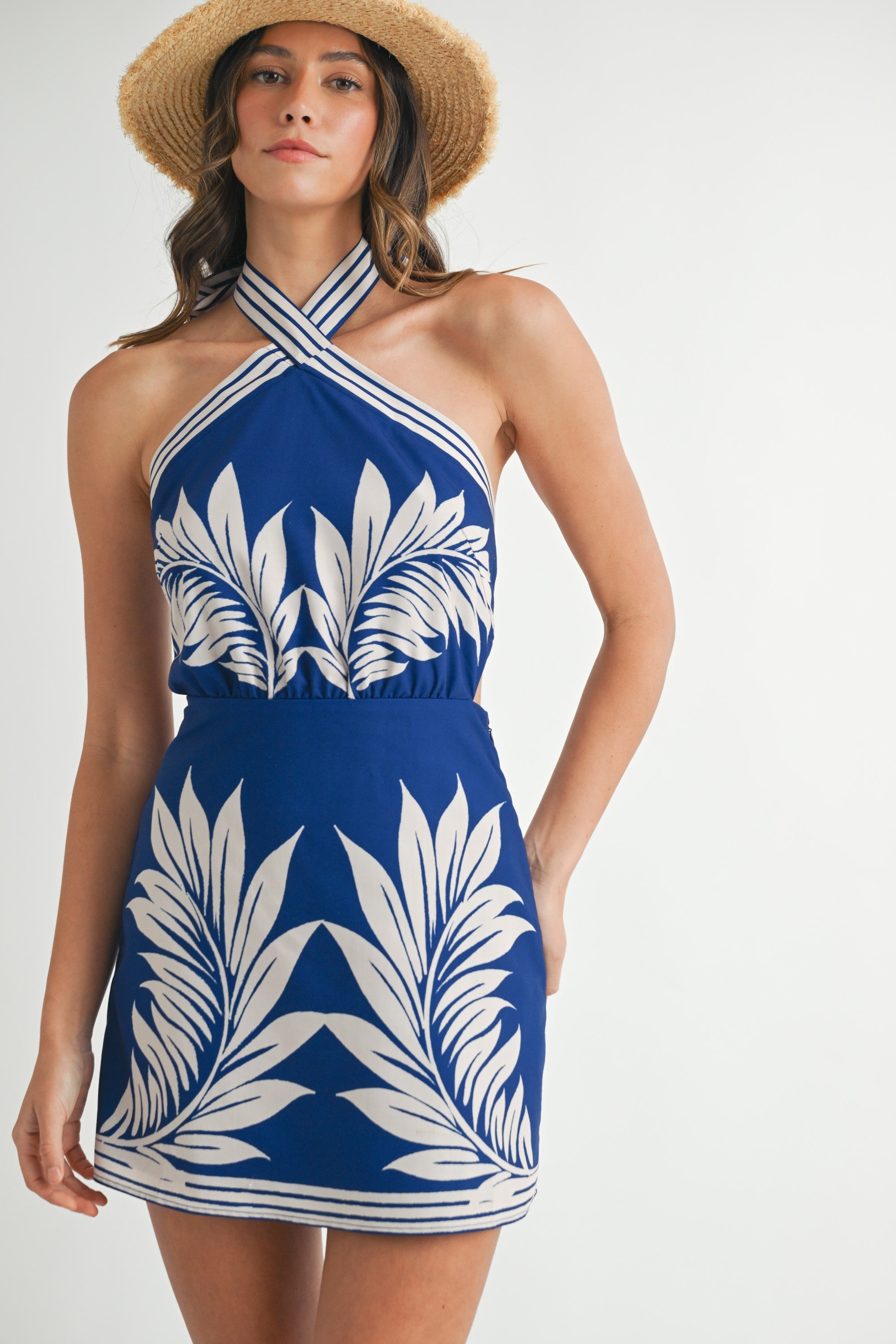 Palm Beach Halter Dress in Blue