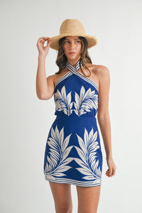 Palm Beach Halter Dress in Blue