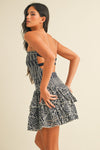 Open Back Eyelet Tiered Mini Dress