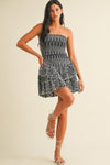 Open Back Eyelet Tiered Mini Dress