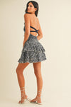 Open Back Eyelet Tiered Mini Dress