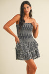 Eyelet tier mini dress