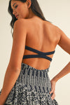 Open Back Eyelet Tiered Mini Dress