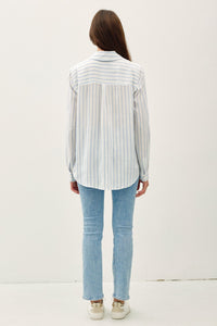 Thin Stripe Button Down in Baby Blue