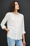 Thin Stripe Button Down in Baby Blue