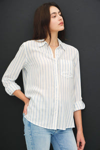 Thin Stripe Button Down in Baby Blue