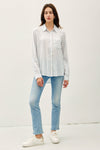 Thin Stripe Button Down in Baby Blue