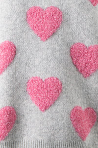 Fuzzy Textured Heart Sweater