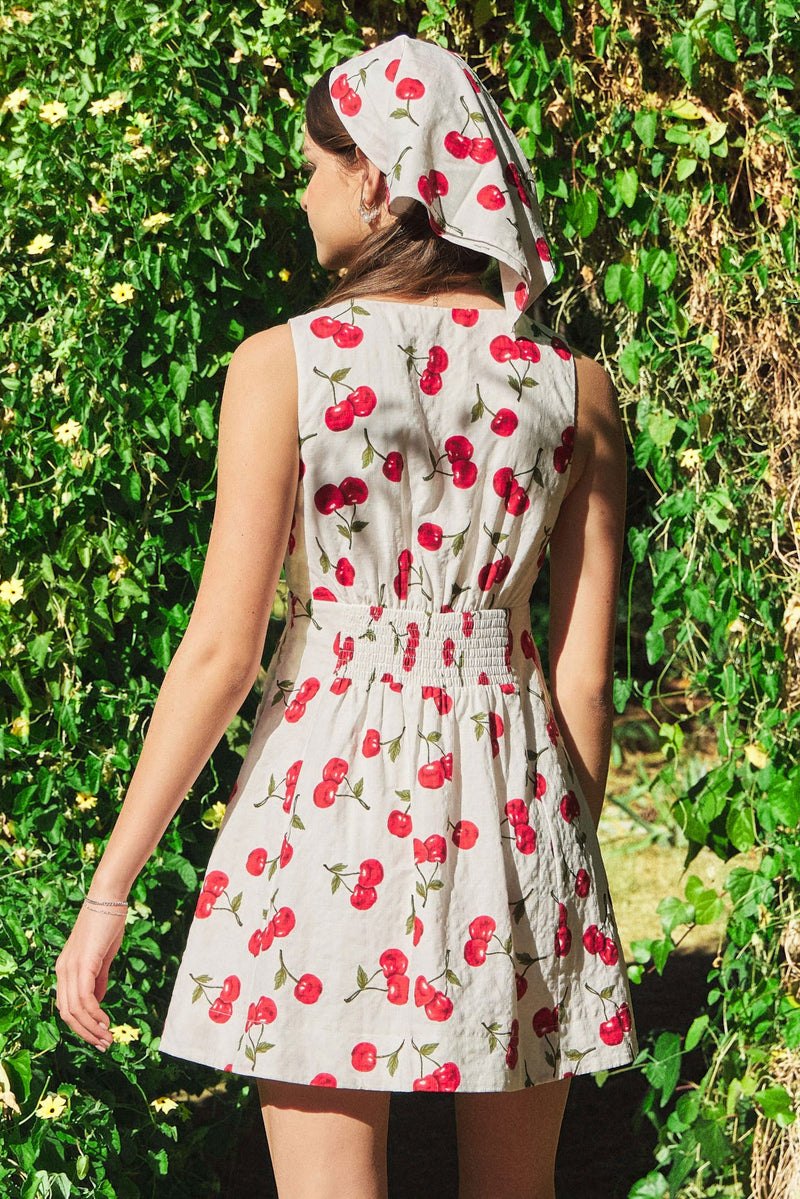 Afternoon Cherry Print Mini Dress
