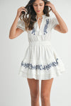 Santorini Sunset Embroidered Mini Dress