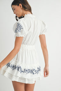 Santorini Sunset Embroidered Mini Dress