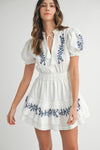 Santorini Sunset Embroidered Mini Dress