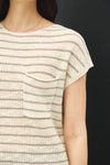 Teagan Cap Sleeve Striped Sweater in Ivory