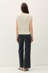 Teagan Cap Sleeve Striped Sweater in Ivory