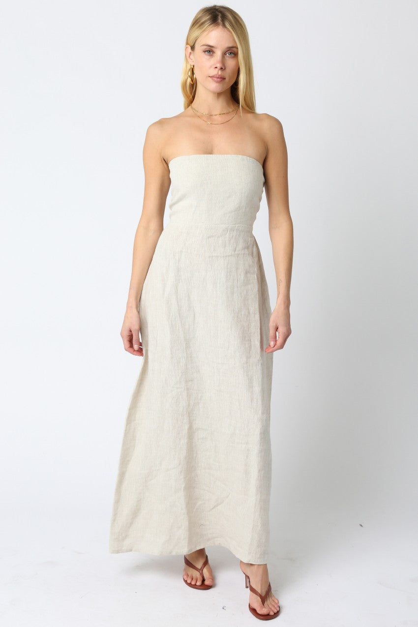 Zoey Strapless Maxi Dress in Natural
