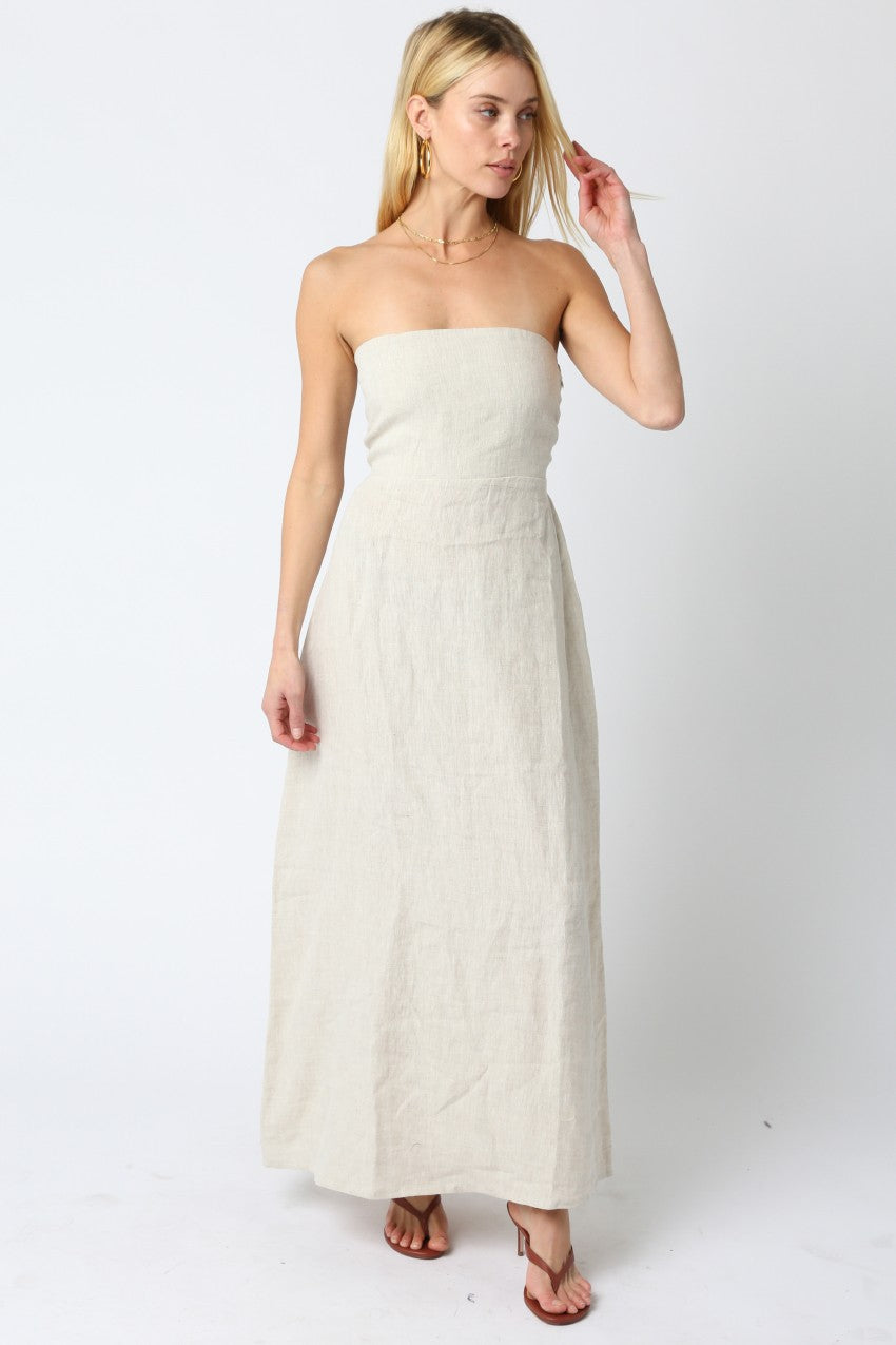 Zoey Strapless Maxi Dress in Natural