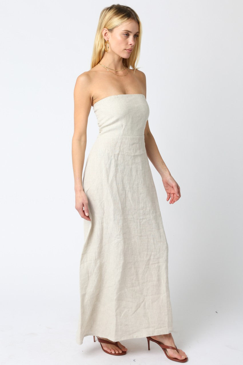 Zoey Strapless Maxi Dress in Natural
