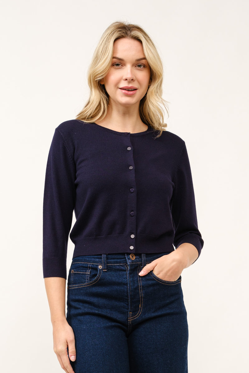 Cropped Classic Cardigan Sweater MORE COLORS