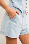 Jessie Halter Vest Romper in Light Denim