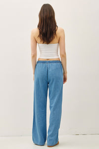 Denim Look Wide Leg Pant