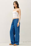 Denim Look Wide Leg Pant in Medium Denim