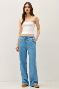 Denim Look Wide Leg Pant