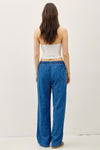 Denim Look Wide Leg Pant in Medium Denim