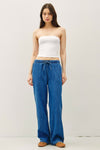 Denim Look Wide Leg Pant in Medium Denim